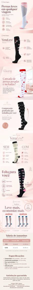VenaLeve – Meia de Compressão 20–30mmHg | Alívio para Pernas Cansadas